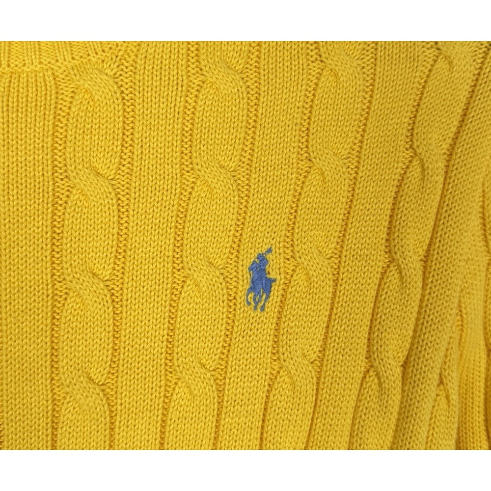 Polo by Ralph Lauren Yellow Cable Knit Crewneck Sweater - Picture 4 of 11